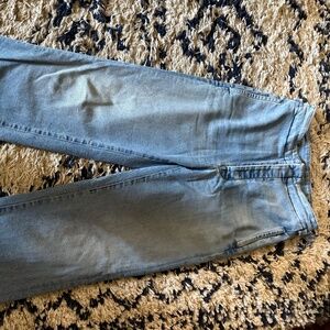 mother wide leg jeans with button fly